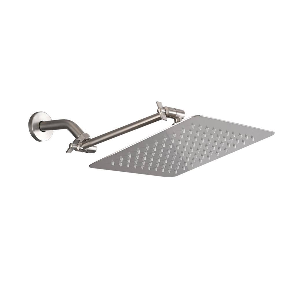 1-Spray Pattern 2.5 GPM 10 in. Wall Mount Fixed Shower Head, Square High Pressure Shower Head with Arm in Brushed Nickel price history on PriceWatchPro