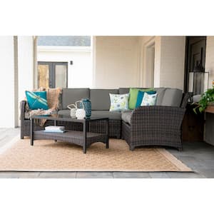 Jackson 5-Piece Wicker Outdoor Sectional Seating Set with Gray Polyester Cushions