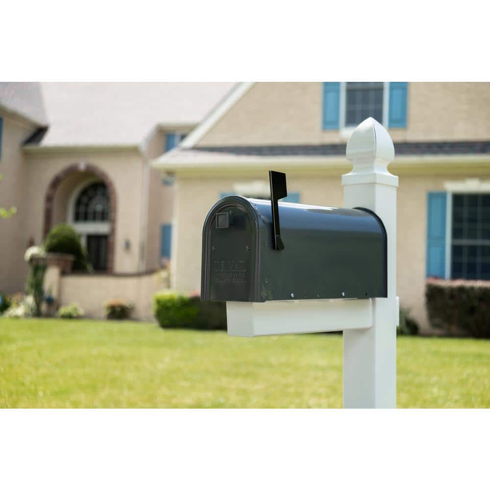 Edson Medium Gray Galvanized Steel Post Mount Mailbox