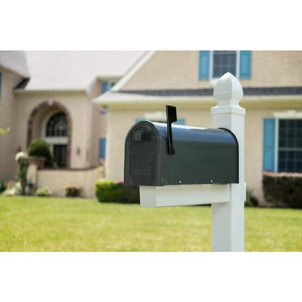 Edson Gray, Medium, Steel, Post Mount Mailbox