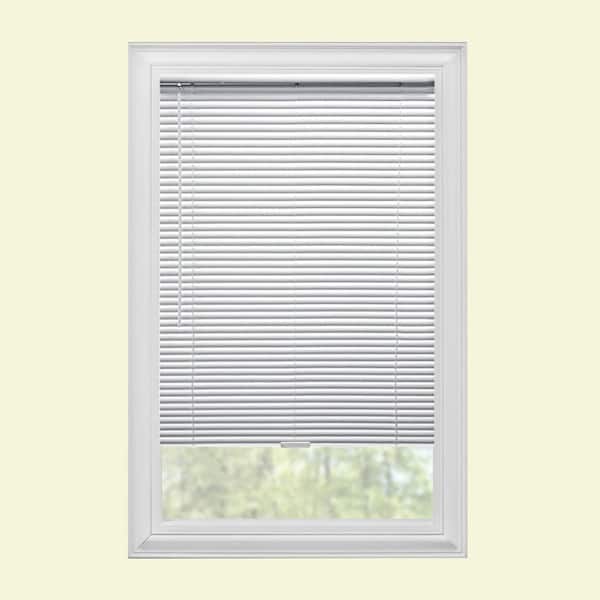 PRIVATE BRAND UNBRANDED White Cordless Light Filtering Vinyl Mini Blind with 1 in. Slats 23 in. W x 64 in. L (Actual Size 22.5 in. W x 64 in. L)