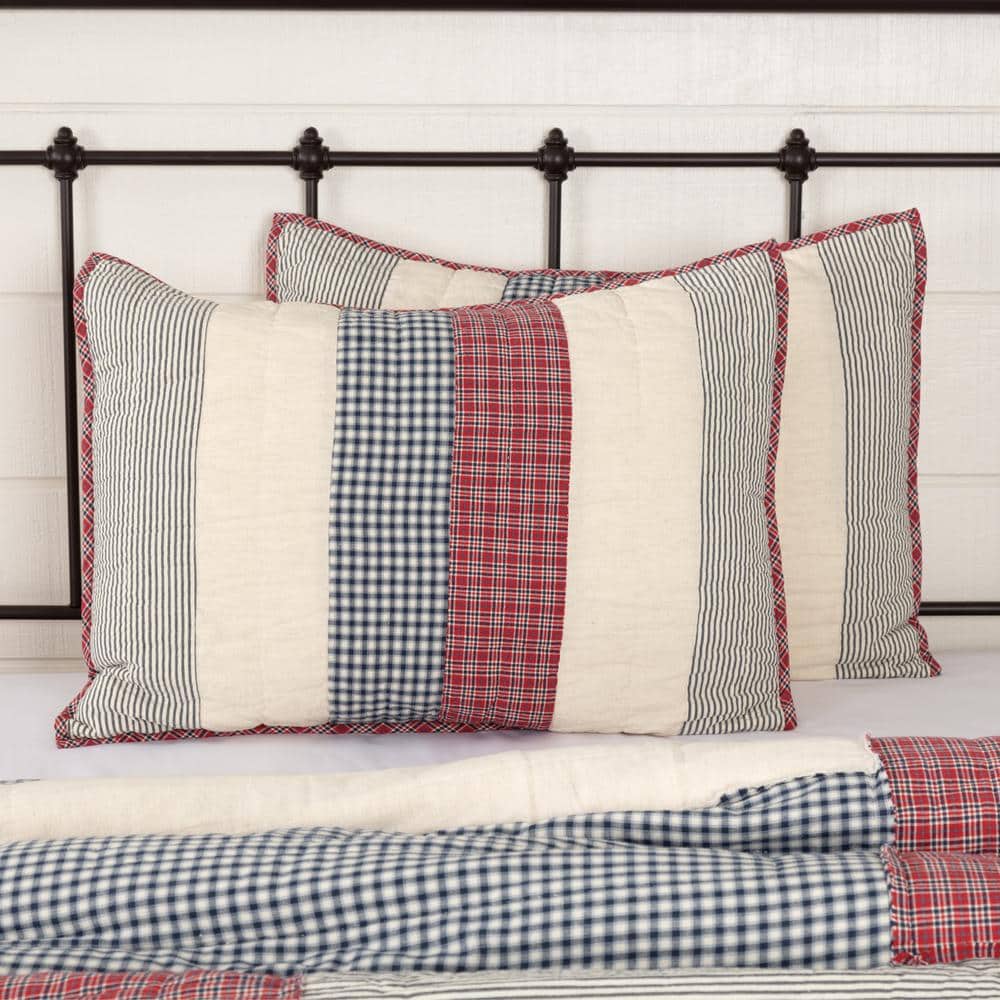 Hatteras Red and Blue Cotton Patchwork Standard Sham