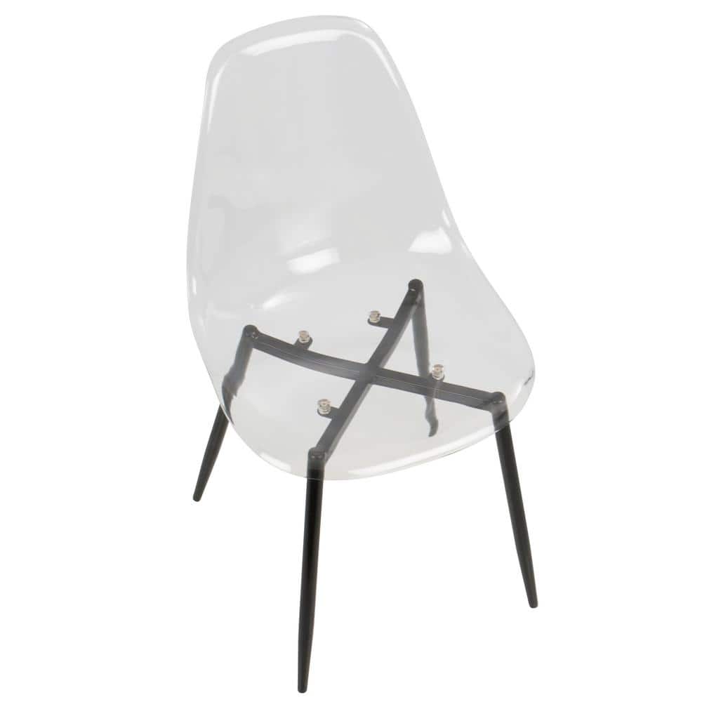 Black and Clear Acrylic Side Chair with Metal Legs
