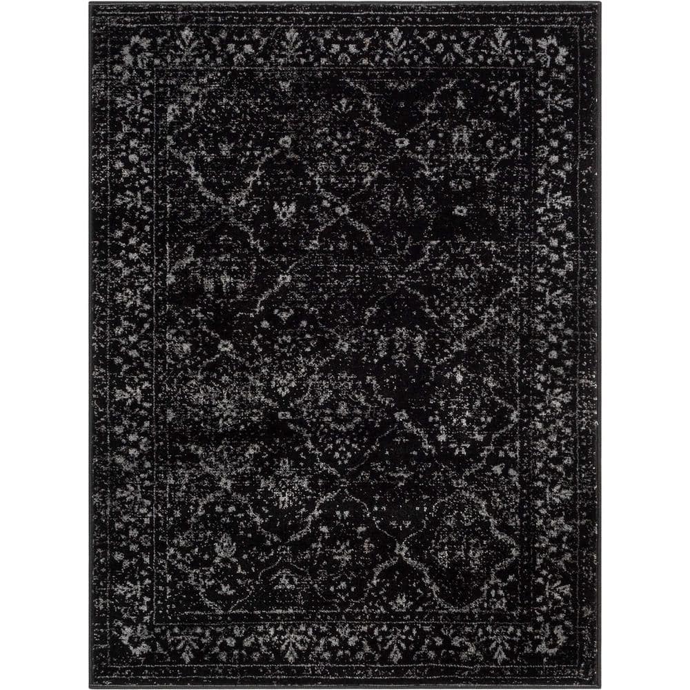 Zazzle Vintage Modern 5' x 7' Black Synthetic Area Rug