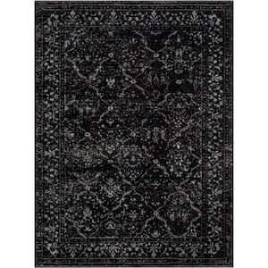 Zazzle Argos Vintage Trellis Border Black 5 ft. x 7 ft. Area Rug