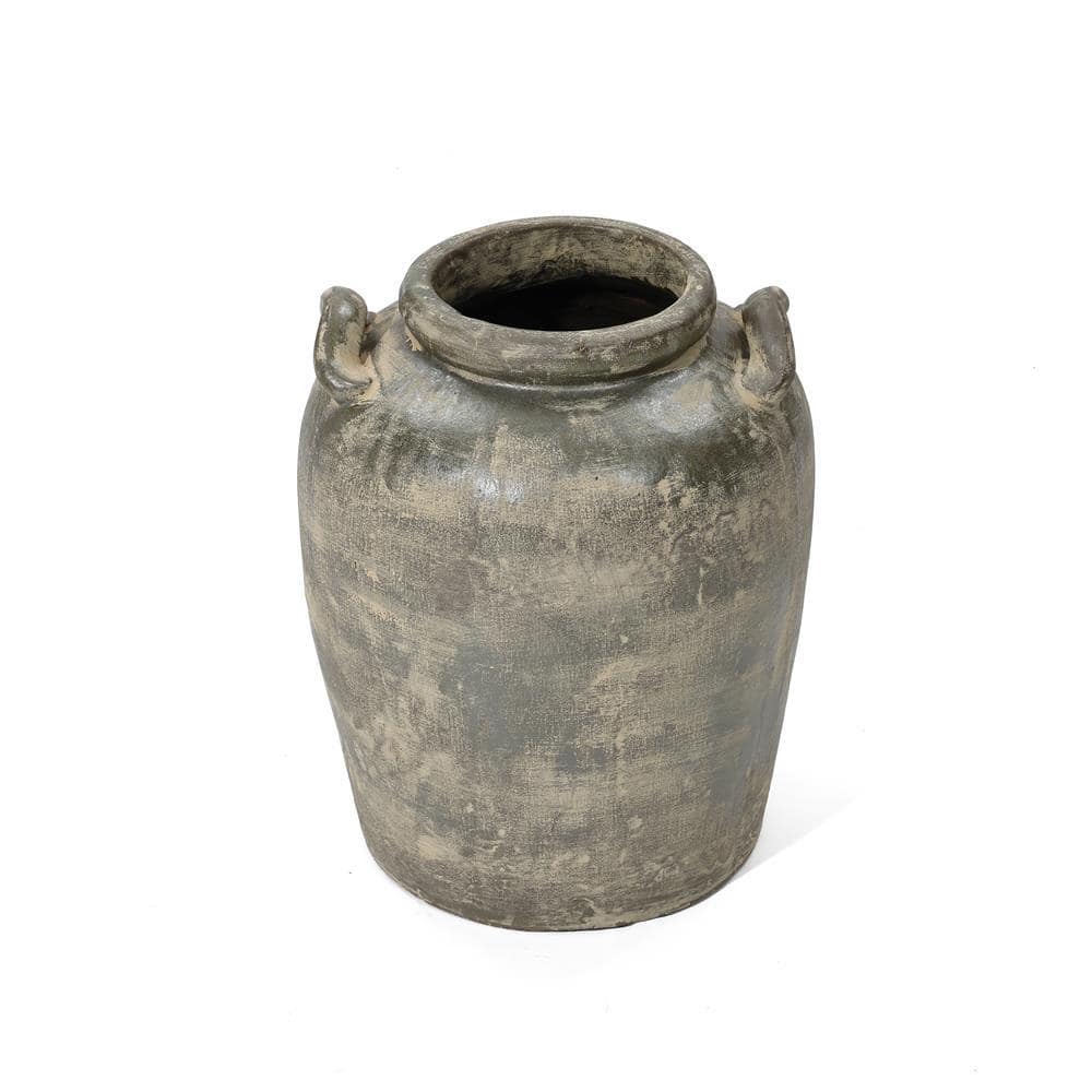 Vintage Gray Terracotta Decorative Floor Vase