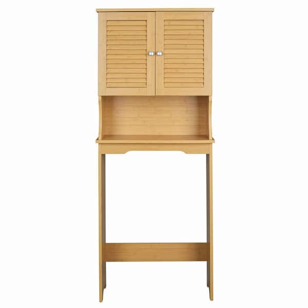 Aurora Decor Barley 8.98 in. W x 62.21 in. H x 23.62 in. D Bathroom Yellow Brown Over-the-Toilet Storage and Washing Machine Rack