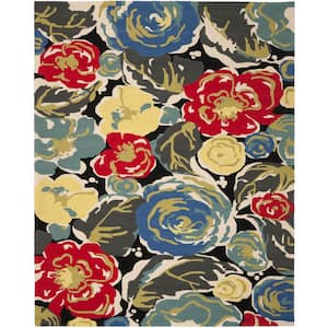Four Seasons Black/Multi 8 ft. x 10 ft. Abstract Floral Area Rug