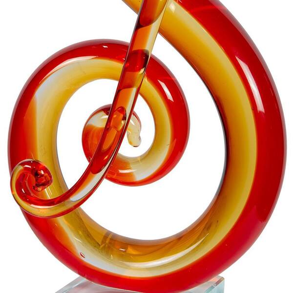 Dale Tiffany Red Clef Musical Note Hand Blown Art Glass Figurine