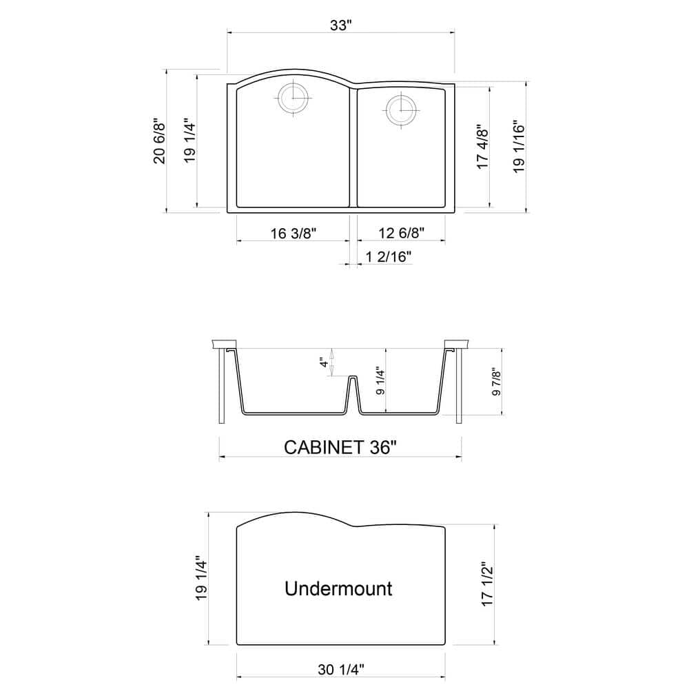 Titanium Gray Double Bowl Granite Composite Undermount Kitchen Sink