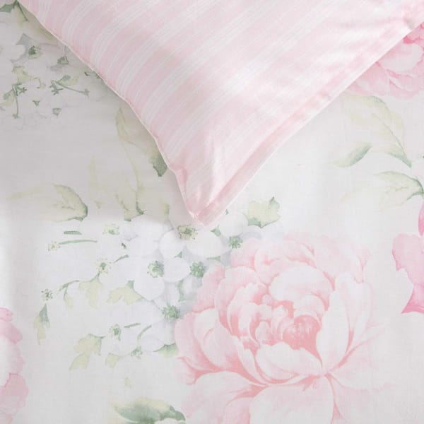 Laura Ashley Serenity Roses Reversible 7-Piece Light Pink Cotton