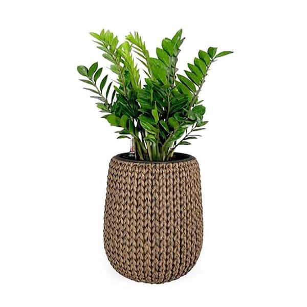 AUTMOON 17.3 in. Self-watering Wicker Planter Garden Decoration Pot, Natural