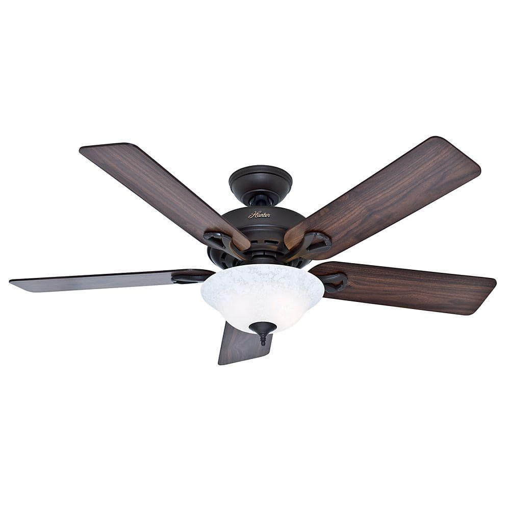 Hunter Kensington 52 In Indoor Bronze Ceiling Fan With Light Kit 53048 The Home Depot