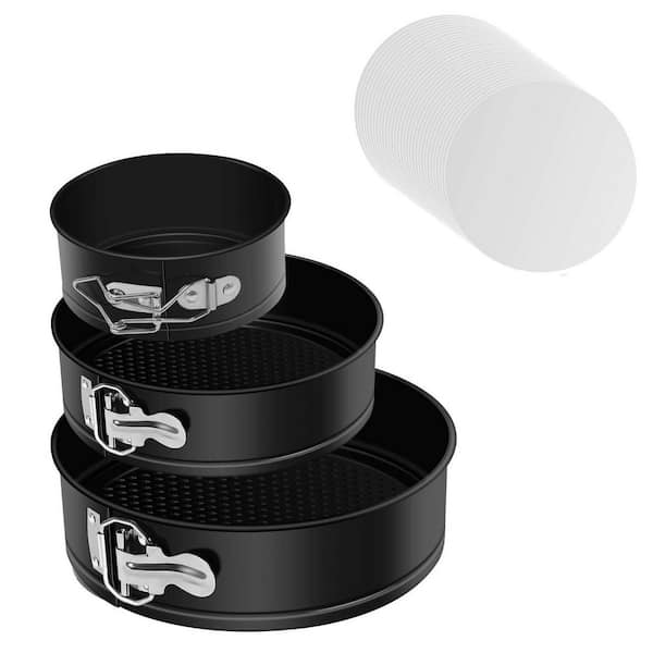 4 in. 7 in. 9 in. Springform Cake Pan Set with Non-stick and Parchment Paper Liners for Kitchen and Baking (3-Pack)