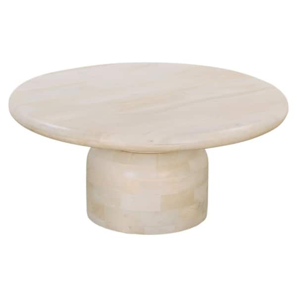 PRIMO INTERNATIONAL Celeste 35 in. Round Solid Wood Round Coffee Table Oak White Finish