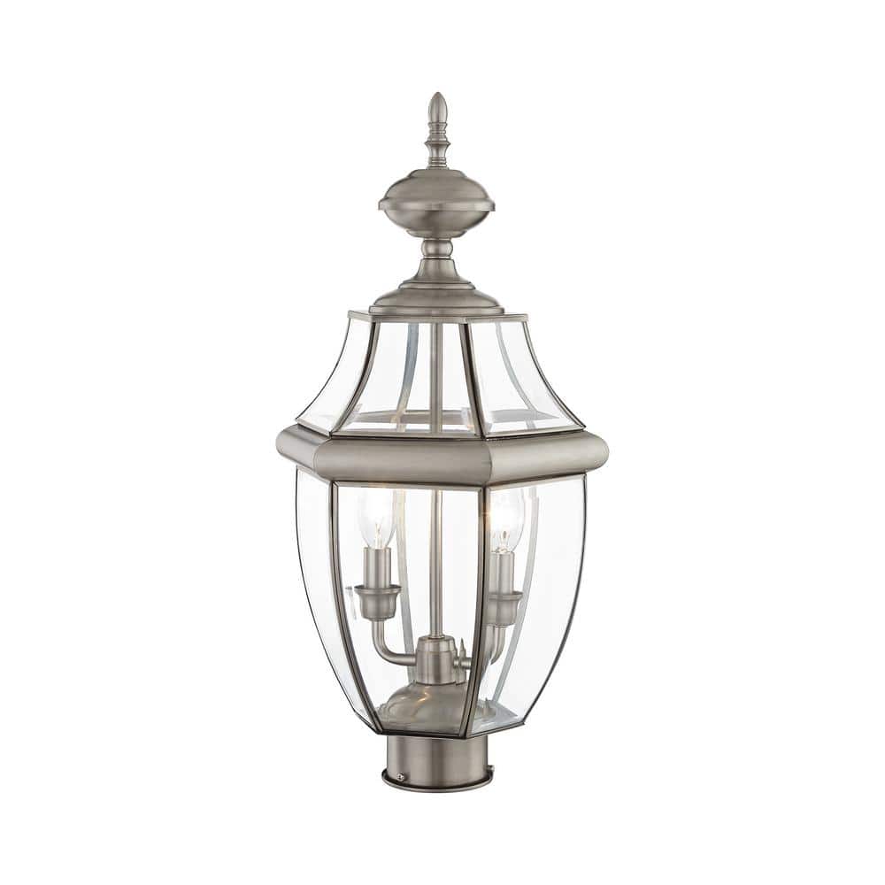 Monterey Colonial Style Brushed Nickel 2-Light Outdoor Lantern