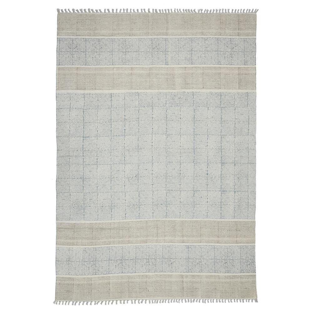 Handwoven Blue Geometric Cotton Area Rug 7'6" x 10'