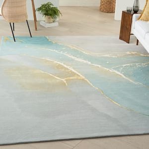 Prismatic Grey/Seafoam 6 ft. x 8 ft. Abstract Contemporary Area Rug