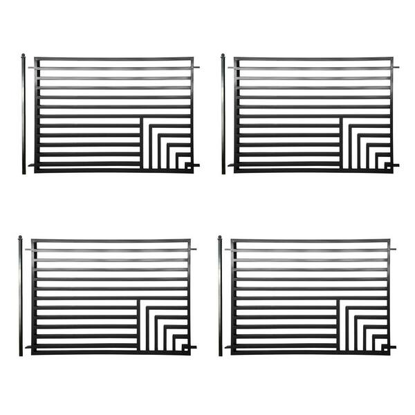 ALEKO 32 ft. x 5 ft. Steel Florence Style Security Spaced Bar Flat Top Flat Metal Fence Panel Kit 4-Panel Gate Fence