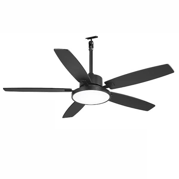 52 in. Black Downrod Waterproof Wet Rated Fandelier Outdoor Ceiling Fan with LED Light 3-CCT with Remote