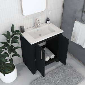 Austin 30 in. W x 20 in. D Bath Vanity in Black with Acrylic Vanity Top in White with White Basin