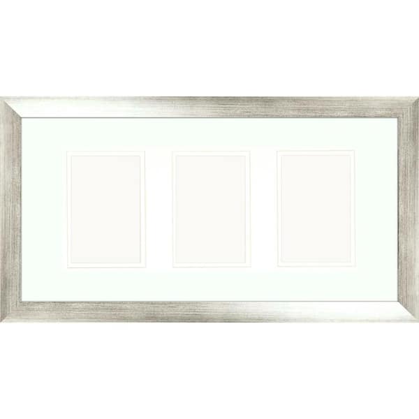 PTM Images 3-Opening 4 in. x 6 in. Matted Silver Photo Collage Frame (Set of 2)