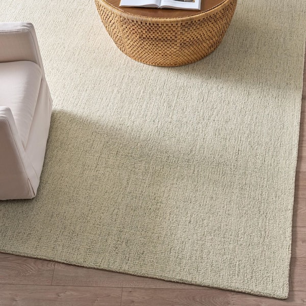 Abstract 9 ft. x 12 ft. Sage/Ivory Ribbed Area Rug