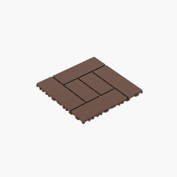 12 in. x 0.75 in. x 44 sq. ft. Red Brown DIY Module Interlocking Decking Tiles Floor Tile, for Porch Poolside (44-Pack)