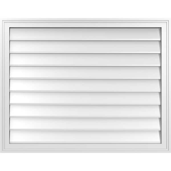 Ekena Millwork 38" x 30" Rectangular White PVC Paintable Gable Louver Vent Non-Functional