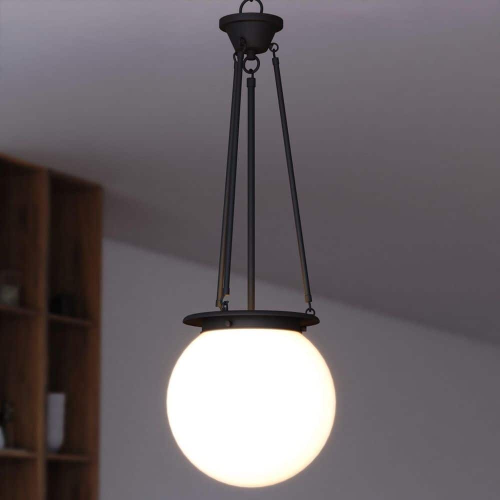 Kent 1-Light 11.75 in. Wide Matte Black Globe Mini Pendant with White Frosted Opal Glass Shade price history on PriceWatchPro