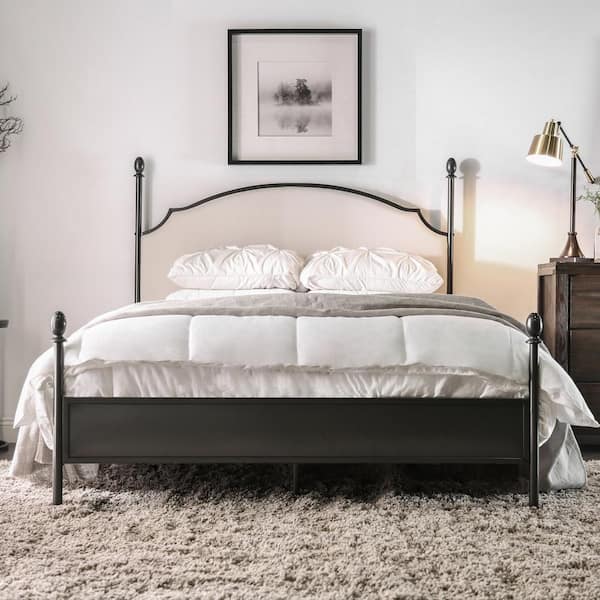 Furniture of America Keelan 62.88 in. W Gray Queen Fabric Frame Upholstered Platform Bed
