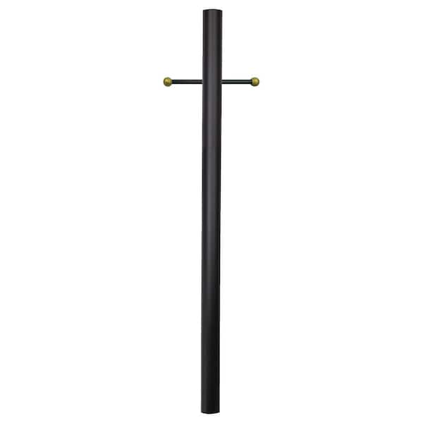 7 ft. Black Outdoor Direct Burial Aluminum Lamp Post with Cross Arm fits Most Standard 3 in. Post Top Fixtures