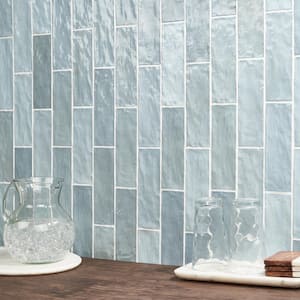 Kingston Blue 3 in. x 8 in. Polished Ceramic Wall Tile (5.38 sq. ft./case)