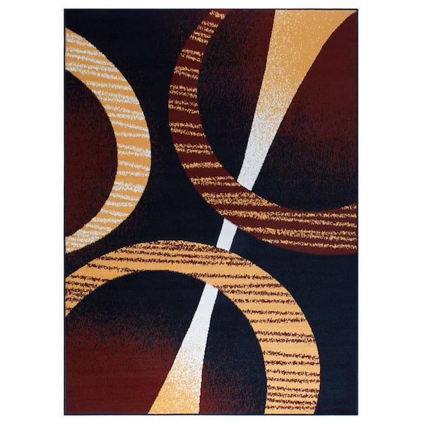 Brookstone Premium Indus Black/Brown 4 ft. x 5 ft. Geometric Area Rug