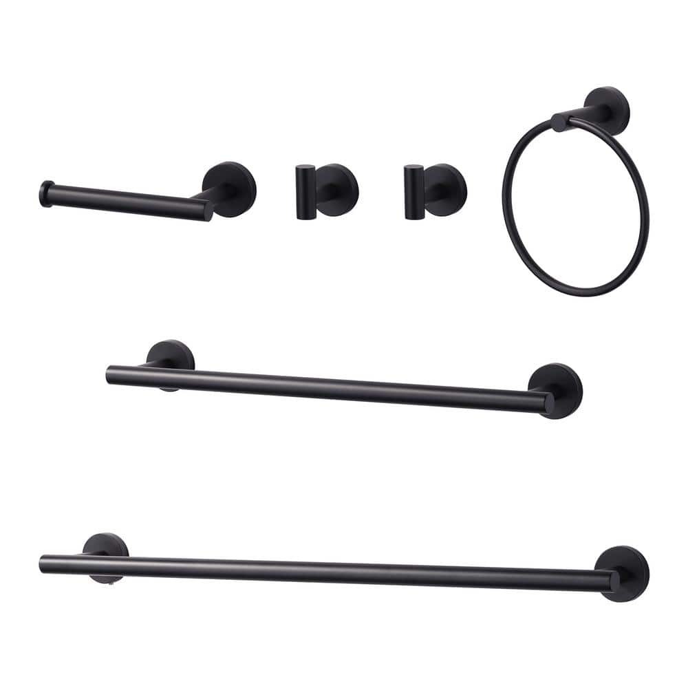 ALEASHA 6Piece Bath Hardware Set with Mounting Hardware in Matte Black