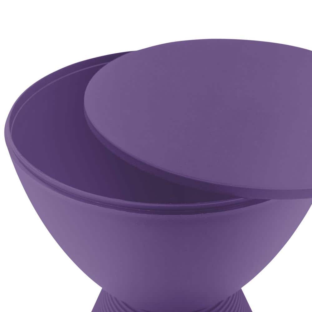 Purple Ribbed Round Plastic End Table