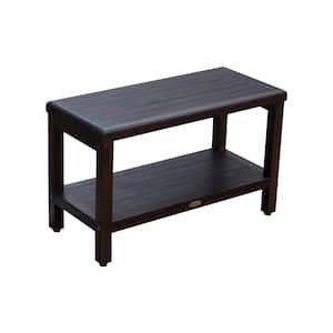 Classic 30 in. L Teak Shower Bench with Shelf
