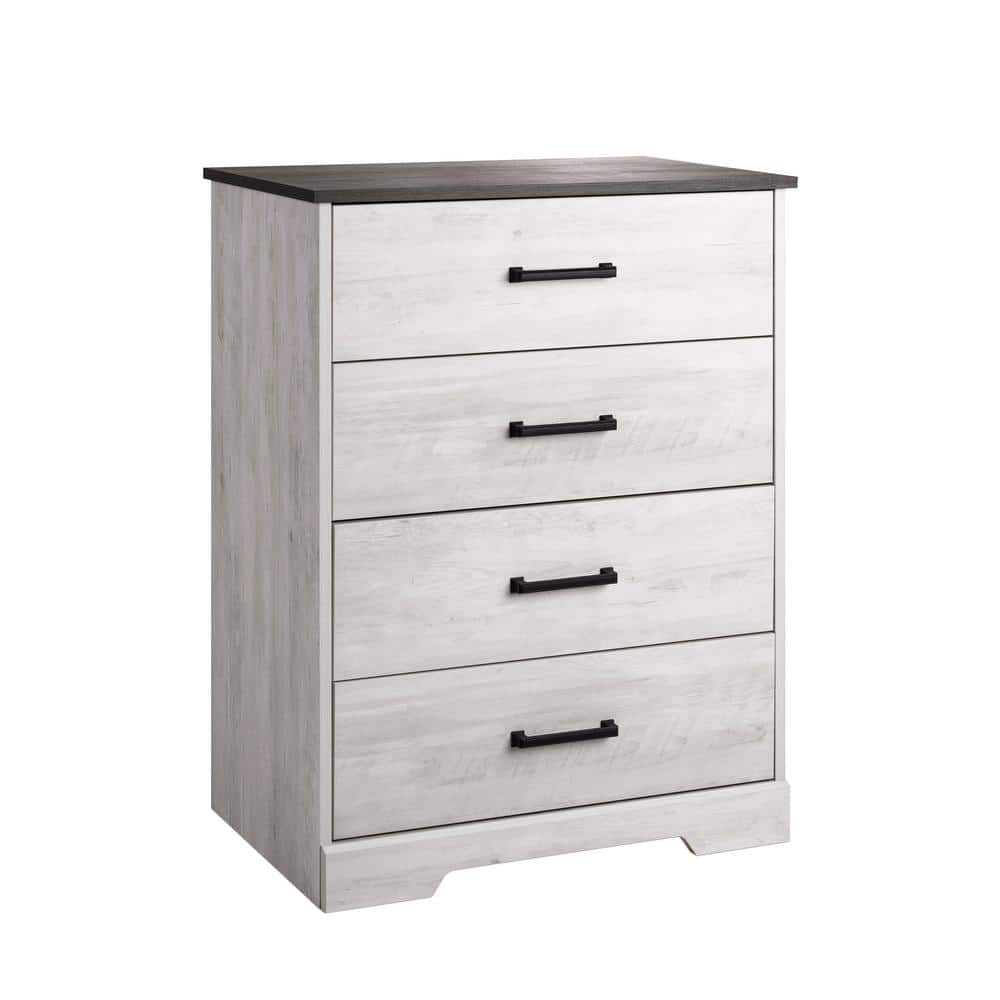 Rustic Gray and White 4-Drawer Farmhouse Chest