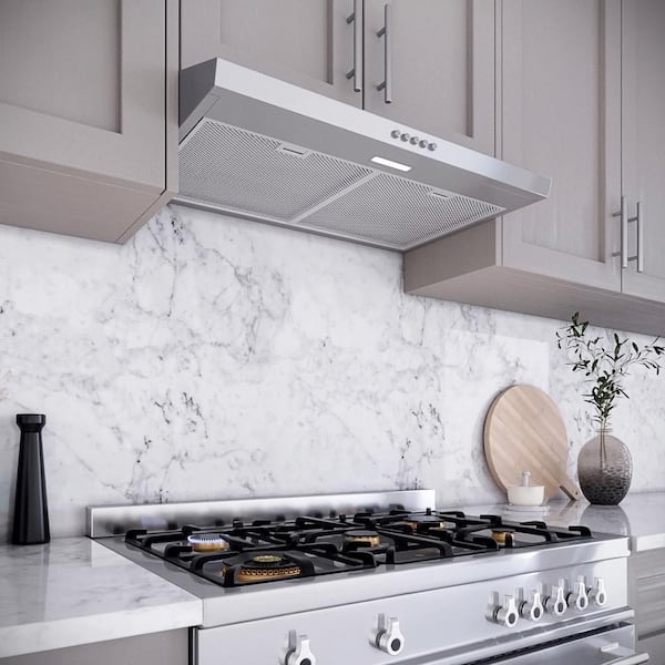 30 in. Carmine Ducted Under Cabinet Range Hood in Brushed Stainless Steel with Mesh Filter,Push Button Control,LED Light