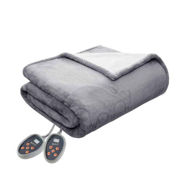 Woolrich Heated Plush to Berber Grey Polyester Twin Electric Blanket WR54 1739 The Home Depot