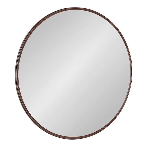 Kate and Laurel Caskill 30 in. x 30 in. Classic Round Framed Bronze Wall Accent Mirror