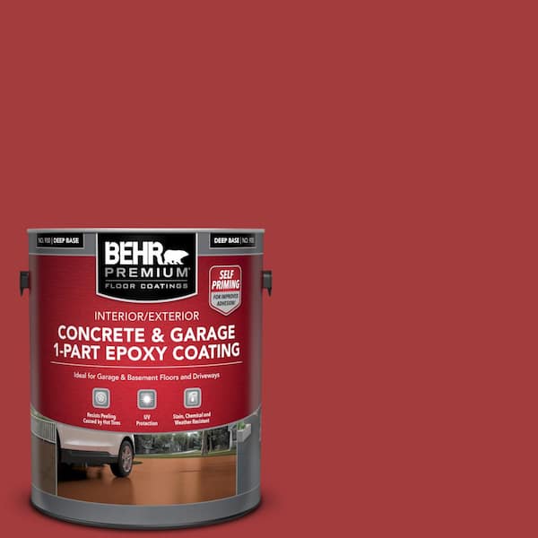 BEHR PREMIUM 1 gal. #PFC-03 Red Baron Self-Priming 1-Part Epoxy Satin Interior/Exterior Concrete and Garage Floor Paint
