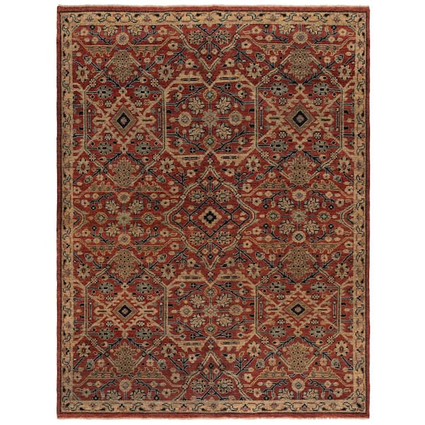 Izmir 9 ft. x 12 ft. Red/Gold Abstract Oriental Area Rug