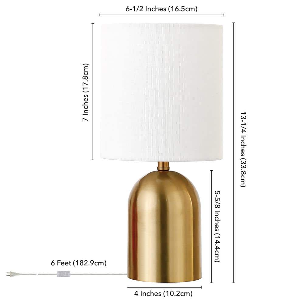 Brass Mini Table Lamp with White Linen Shade