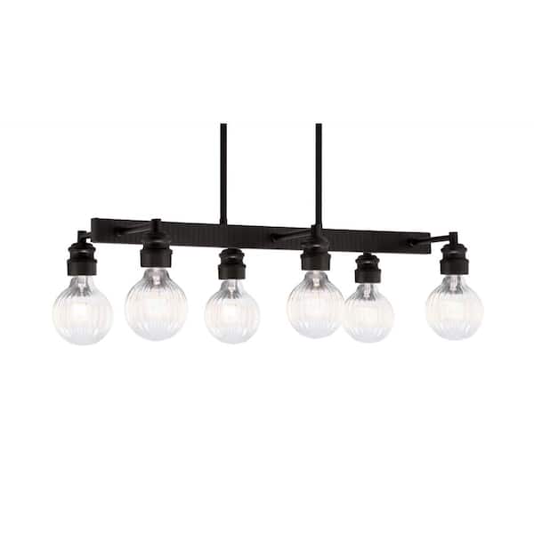 Unbranded Albany 6-Light Espresso Billiard Light, Any room with 4 in. Clear Ribbed no bulbs included