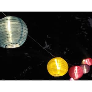 32 ft. Outdoor 10-Light Solar Chinese Lantern Integrated LED String Light in Yellow/Pink/Teal/Purple/White