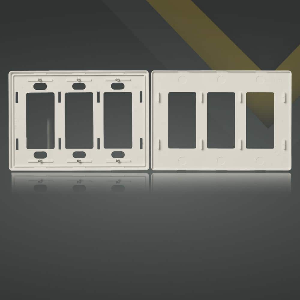 Light Almond 3-Gang Screwless Plastic Wall Plate