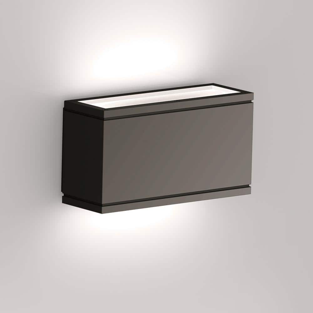 Rubix Oblong Dimmable Black Aluminum Outdoor Wall Sconce