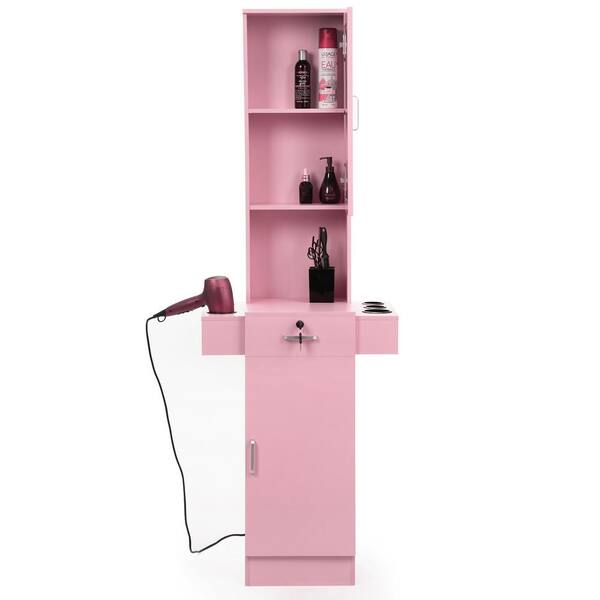 Clihome Pink 67 in. Stand Barber Station, Hair Styling Equipment