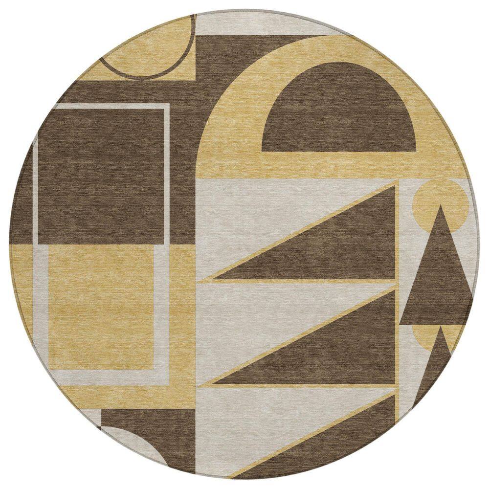 Chantille Machine Washable Indoor/Outdoor Abstract ACN2607 Chocolate 8 ft. x 8 ft. Round Rug price history on PriceWatchPro